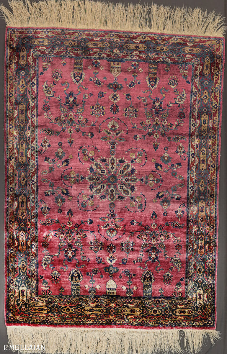 Tapis Persan Antique Kashan Soie n°:66043137